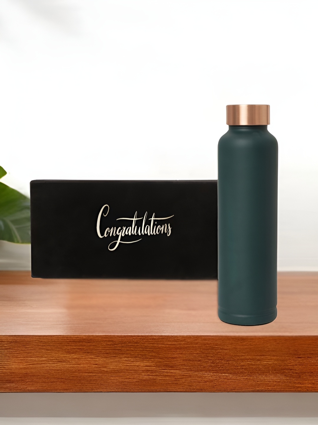 

INTERNATIONAL GIFT Green Pure Copper Water Bottle With Velvet Box & Bag - 950ml