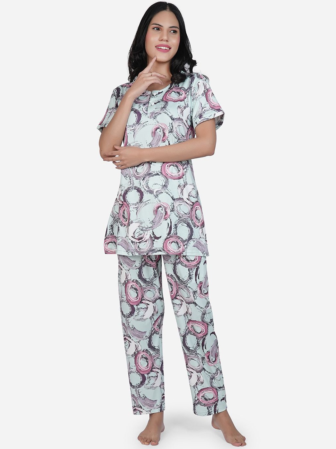 

SHYAM SONS FLAIR Women Printed Night suit, Green