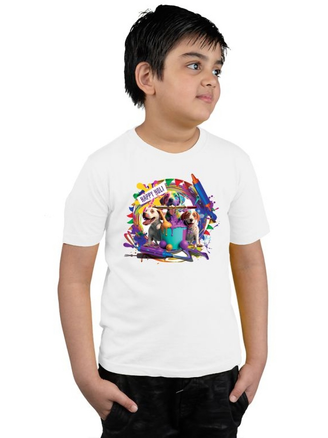 

Chombooka Boys Graphic Printed Round Neck T-shirt, White