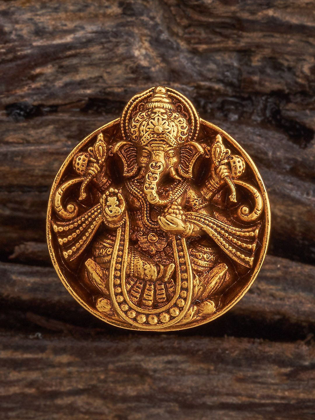 

Kushal's Fashion Jewellery Gold-Plated Stone-Studded Adjustable Antique Finger Ring