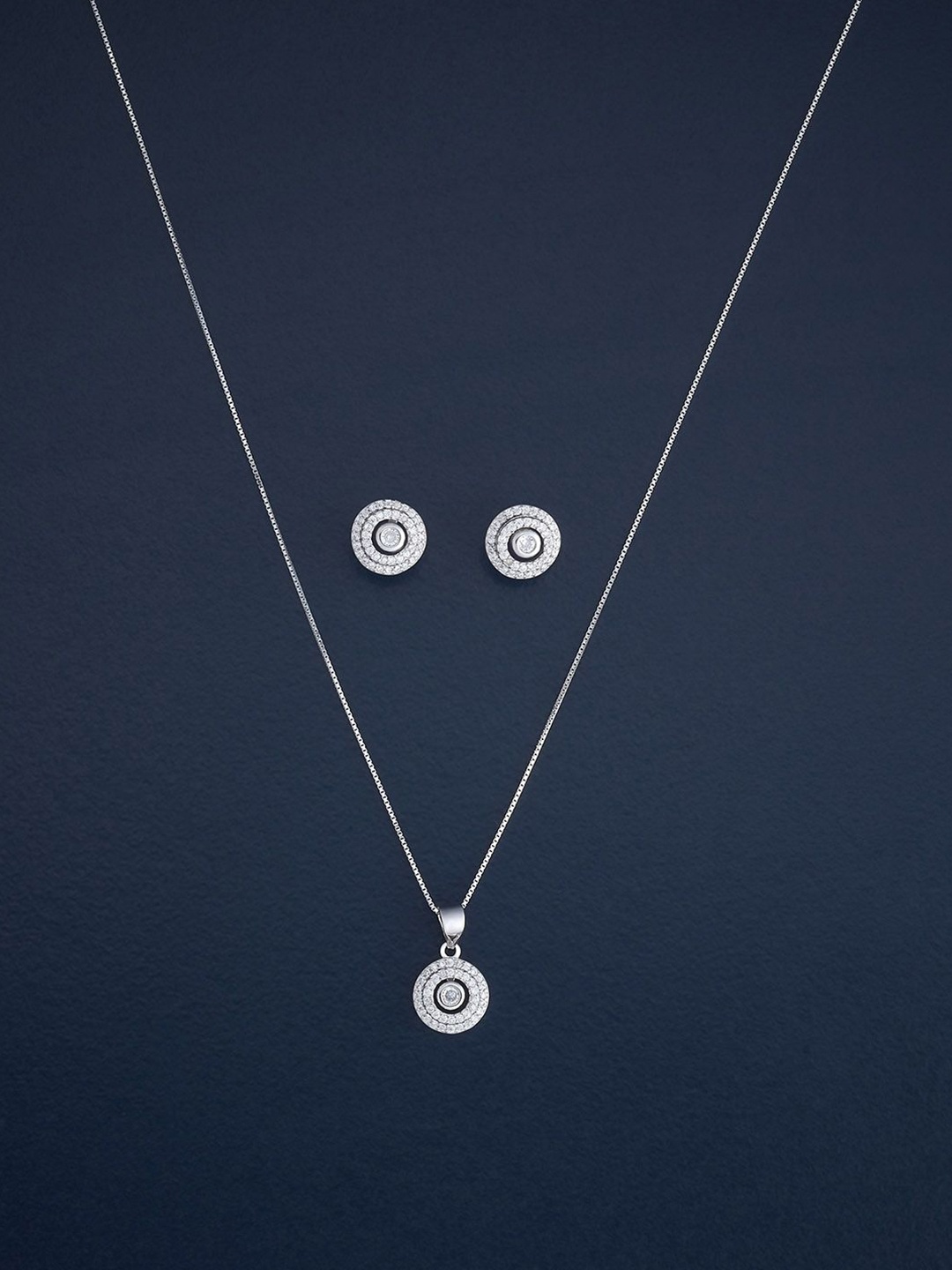 

Kushal's Fashion Jewellery Sterling Silver Rhodium-Plated Zircon Jewellery Set