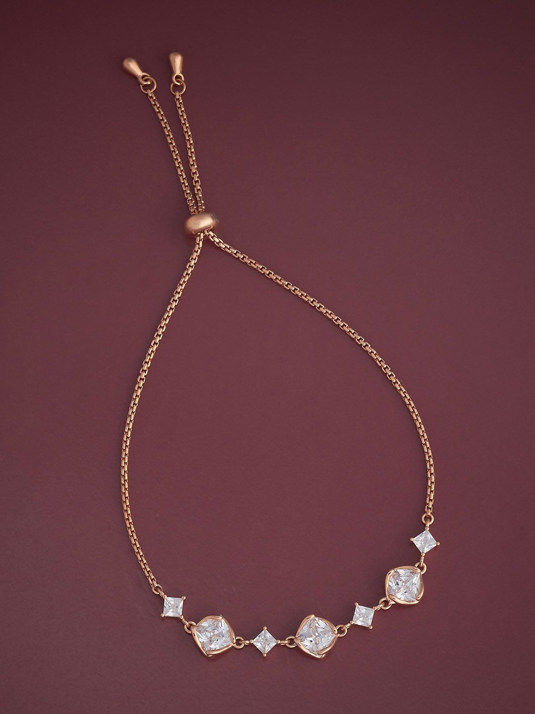 

Kushal's Fashion Jewellery 92.5 Sterling Silver Rose Gold-Plated CZ Wraparound Bracelet