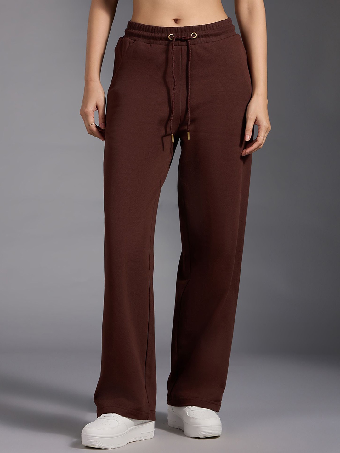 

20Dresses Women Pure Cotton High Waist Cargo Pockets Track Pants, Brown