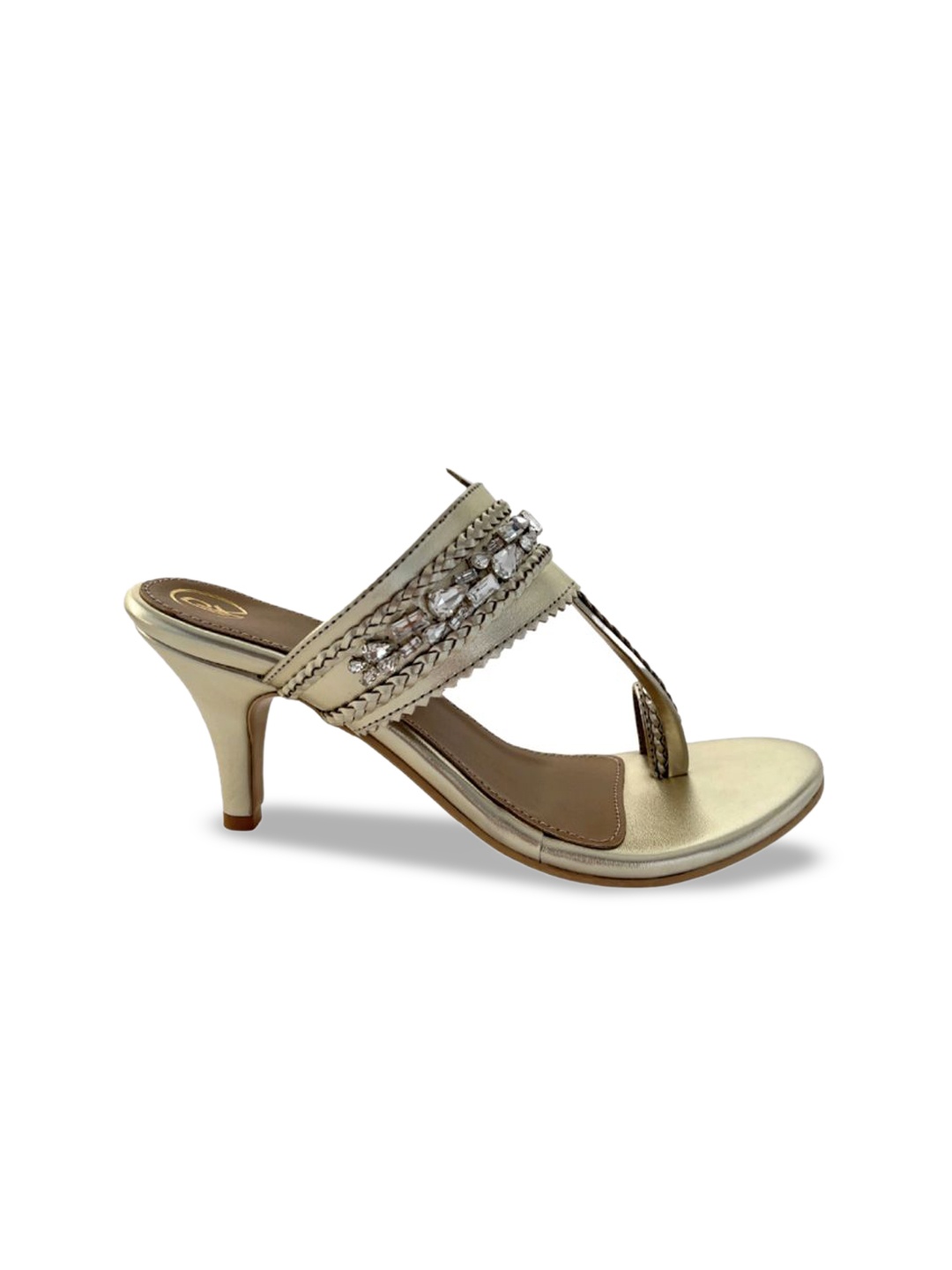 

Preet Kaur Leather Kitten Sandals, Gold
