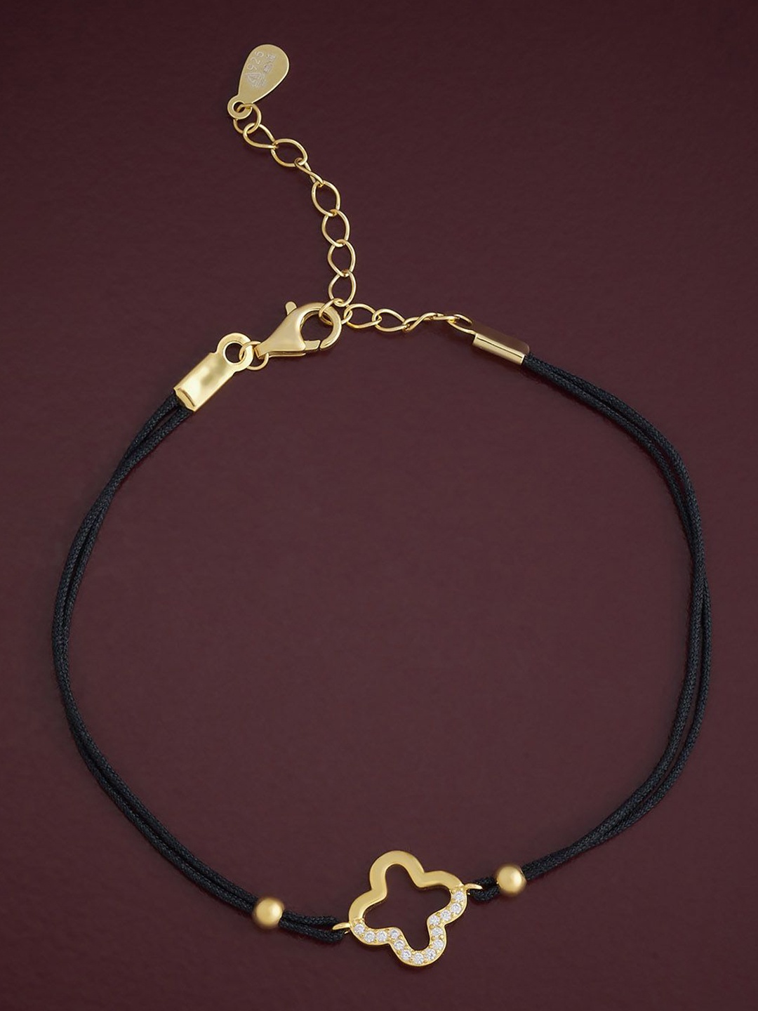 

Kushal's Fashion Jewellery 92.5 Sterling Silver Gold-Plated CZ Studded Link Bracelet