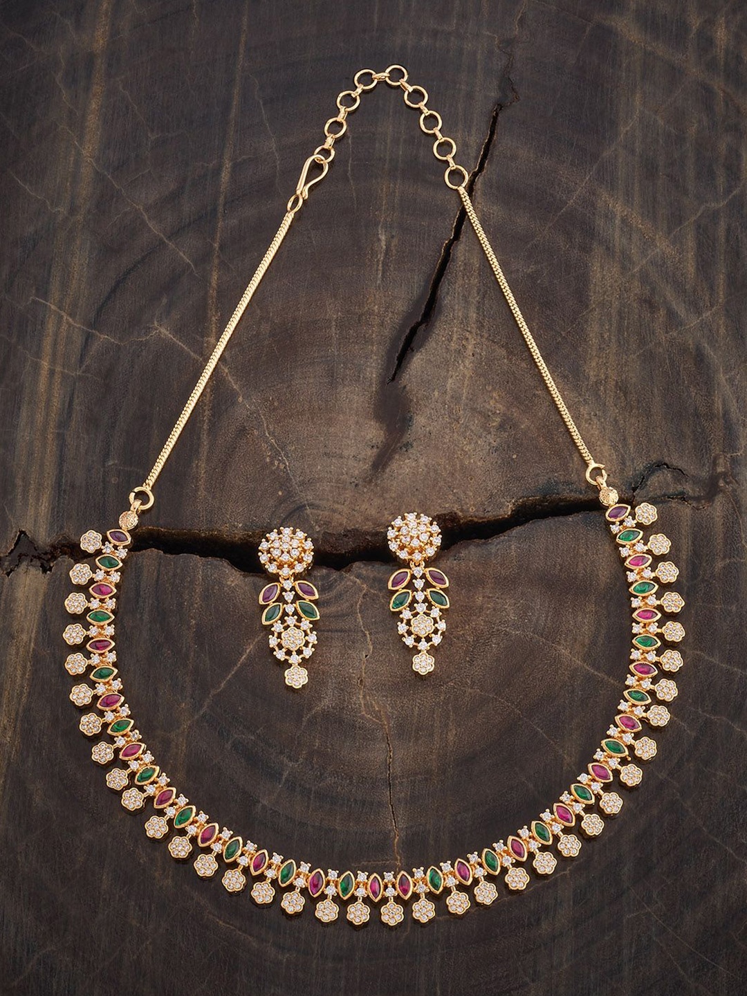 

Kushal's Fashion Jewellery Gold-Plated Cubic Zirconia-Studded Jewellery Set