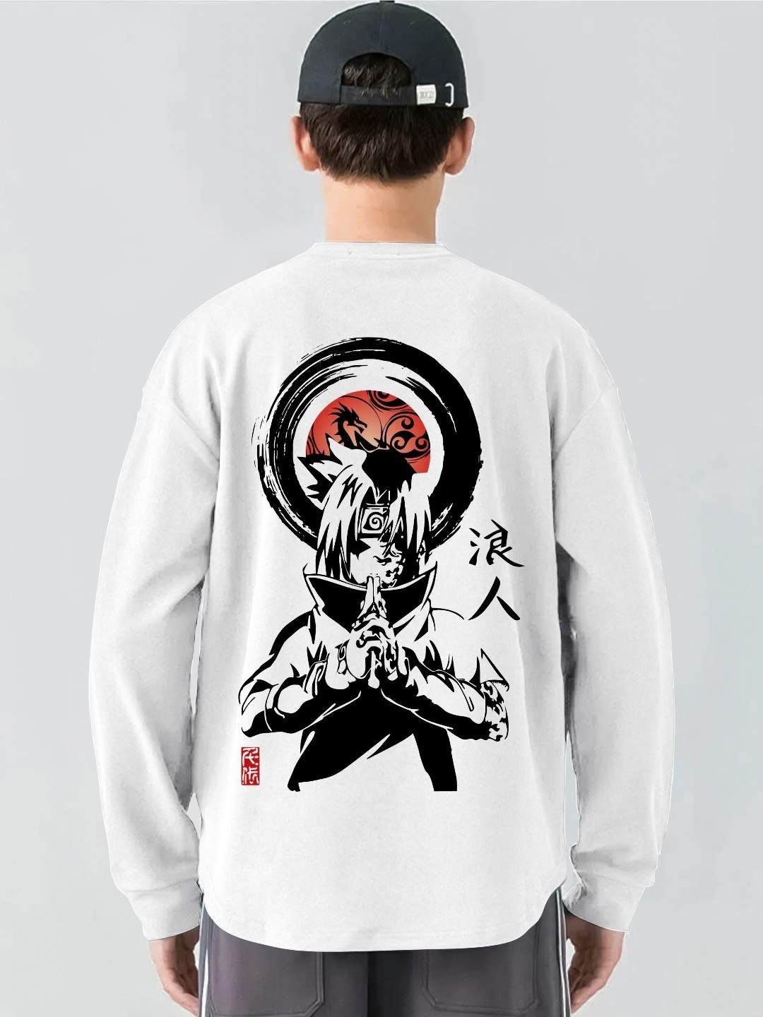 

JUMPCUTS Men Naruto Graphic Printed Round Neck Cotton T-shirt, White