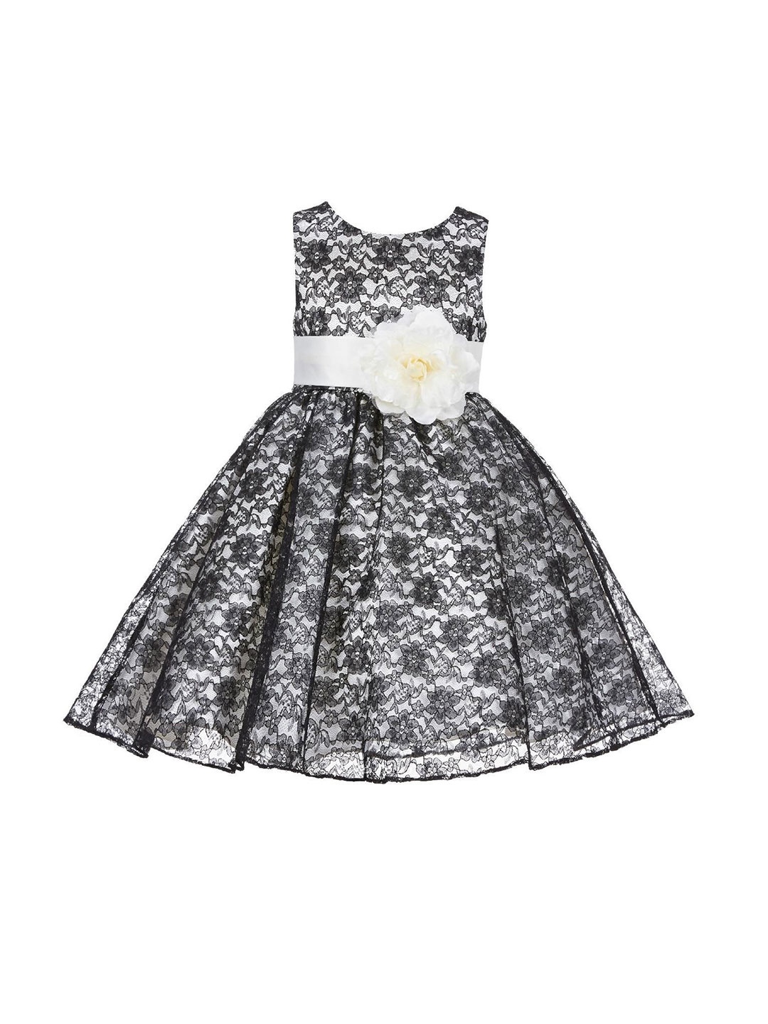 

Wow Princess Girls Floral Printed Lace Gown Dress, White