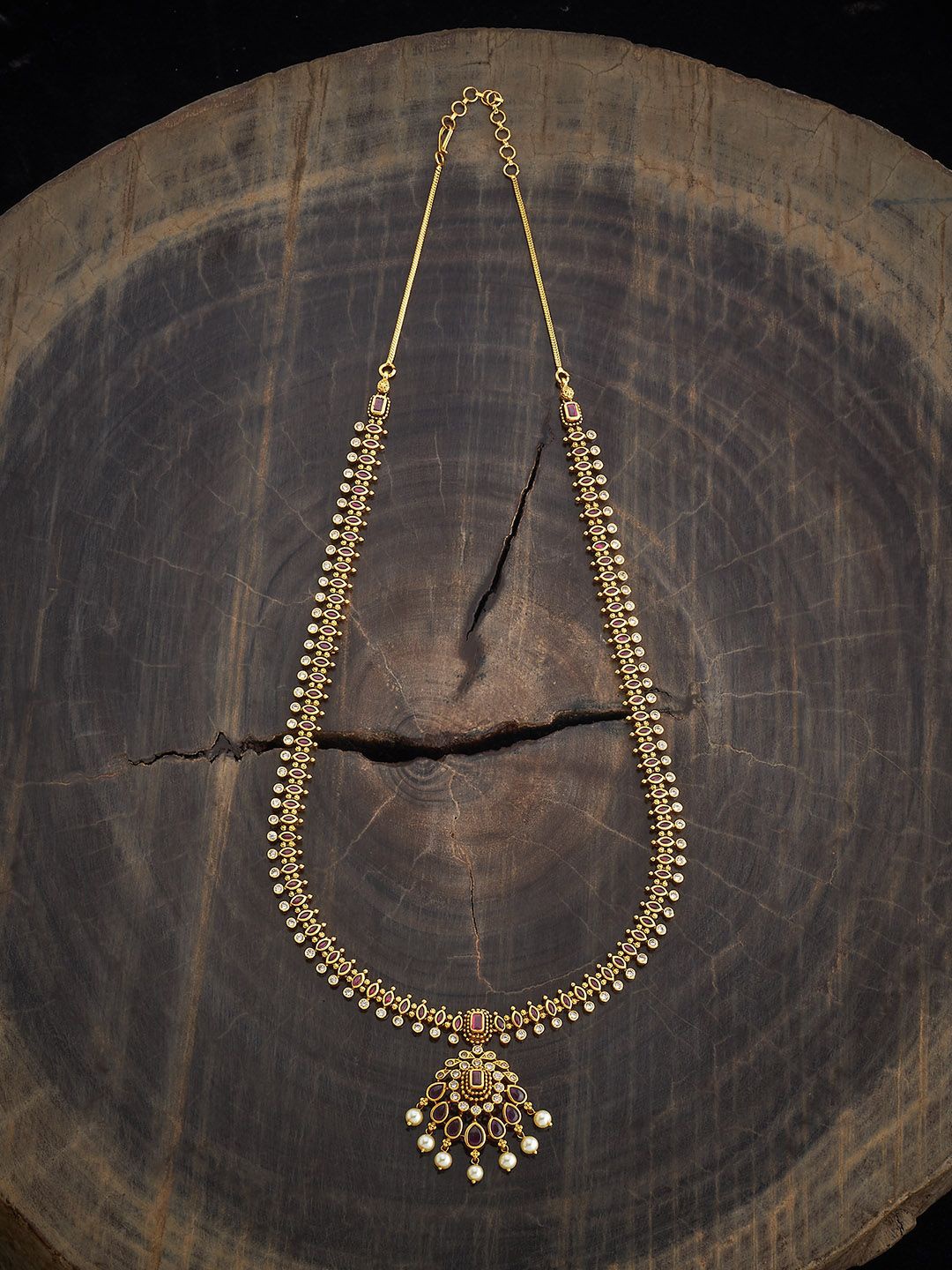 

Kushal's Fashion Jewellery Copper Ruby-Green Gold-Plated Antique Necklace