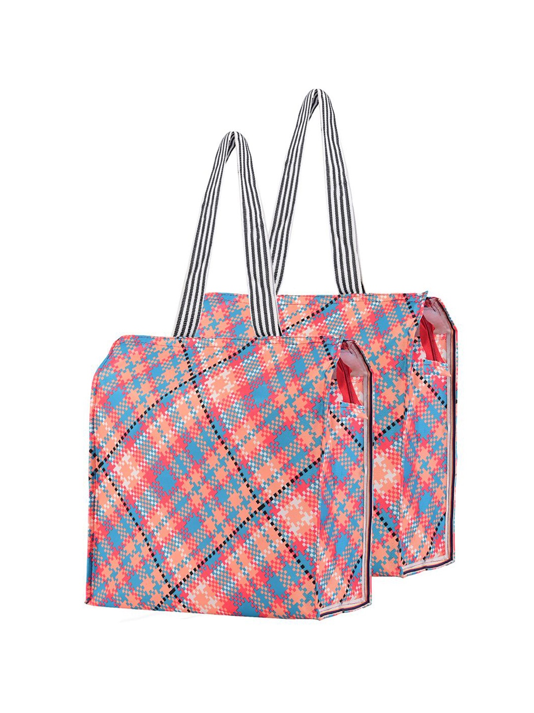 

Kuber Industries Set of 2 Checked Lunch bags Travel Accessory, Orange