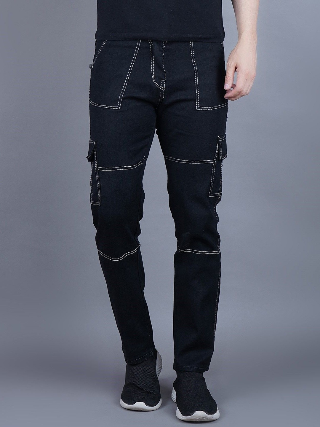 

COMFITS Men Cotton Classic Low Distress Jeans, Black