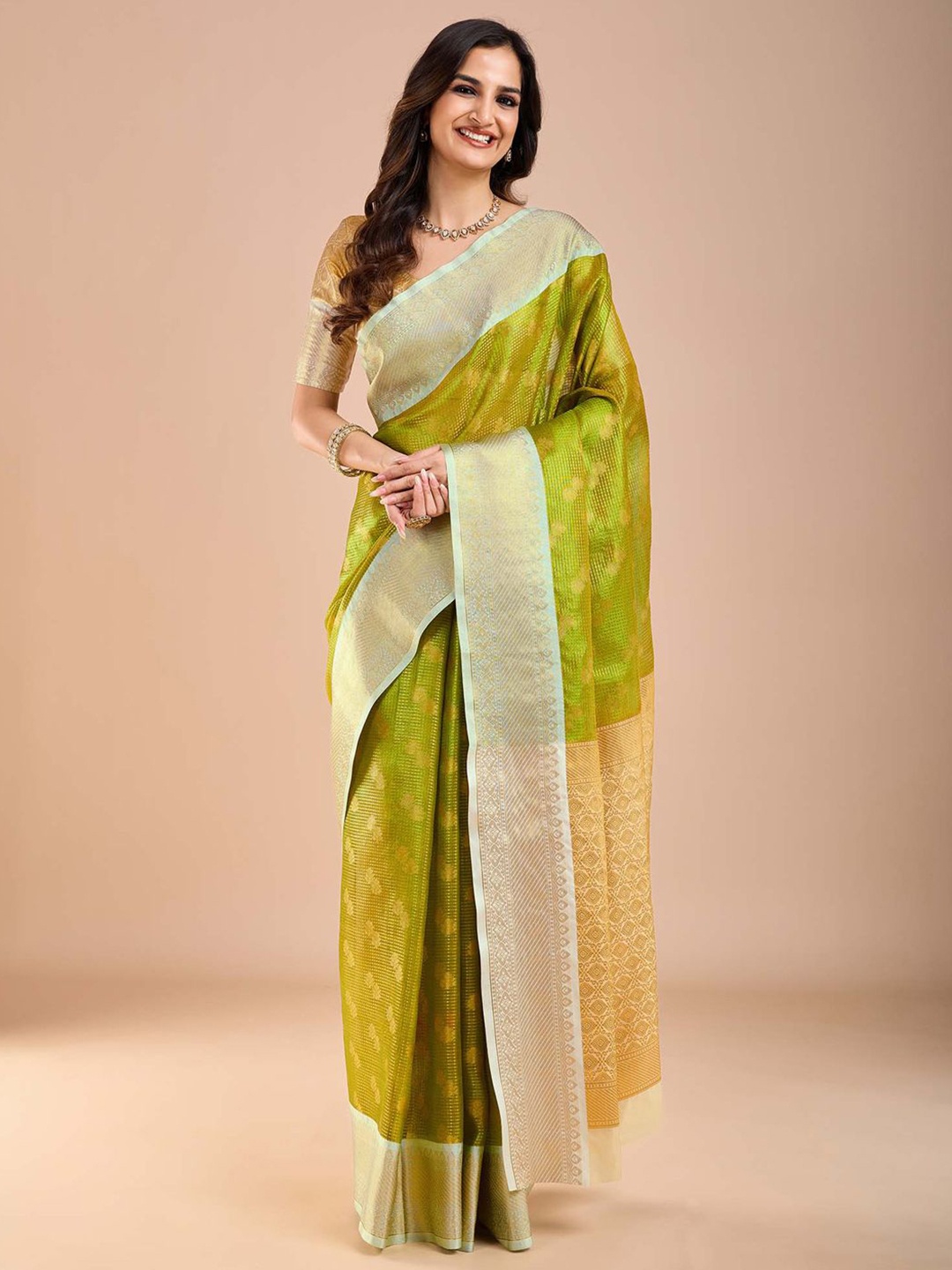 

Anouk Woven Design Zari Tissue Banarasi Saree, Green