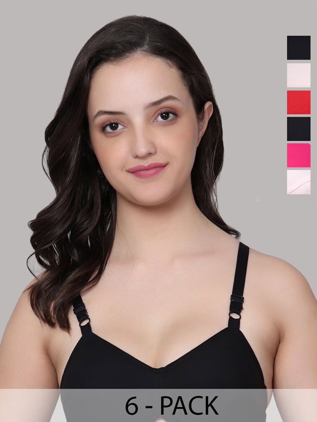 

Aimly Women Solid Cotton Push-Up Bra Full Coverage Back Closure, Black