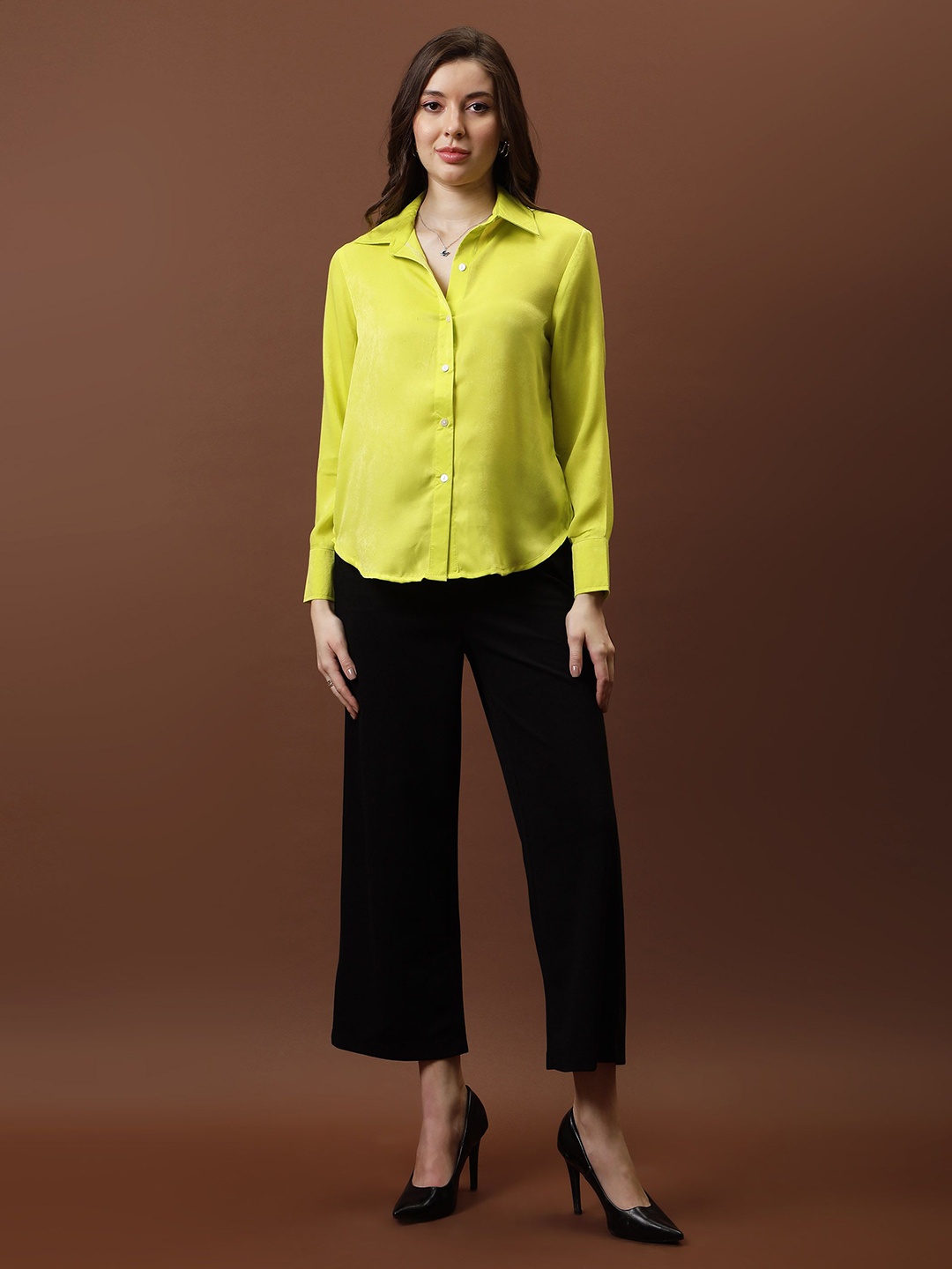 

Athena Immutable Women Relaxed Opaque Formal Shirt, Lime green