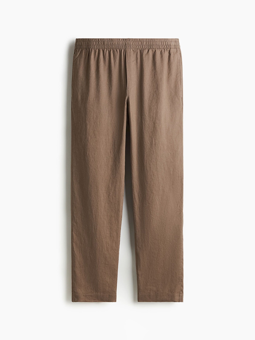 

H&M Men Regular Fit Linen Trousers, Beige