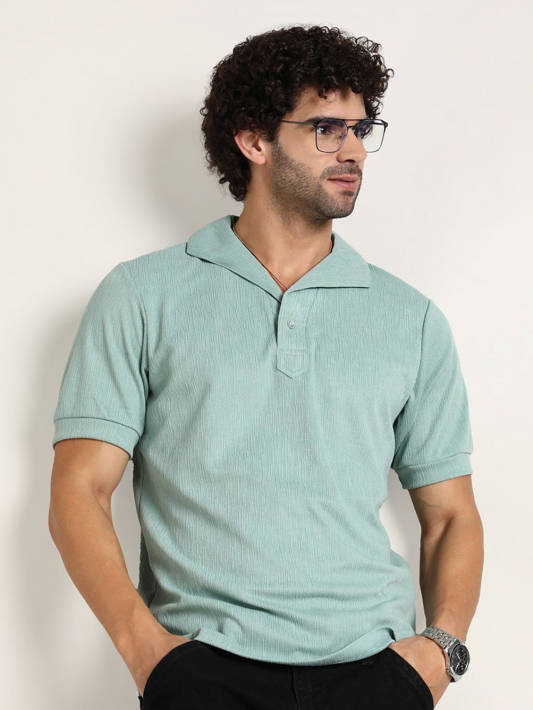 

Campus Sutra Men Polo Collar Pockets T-shirt, Green