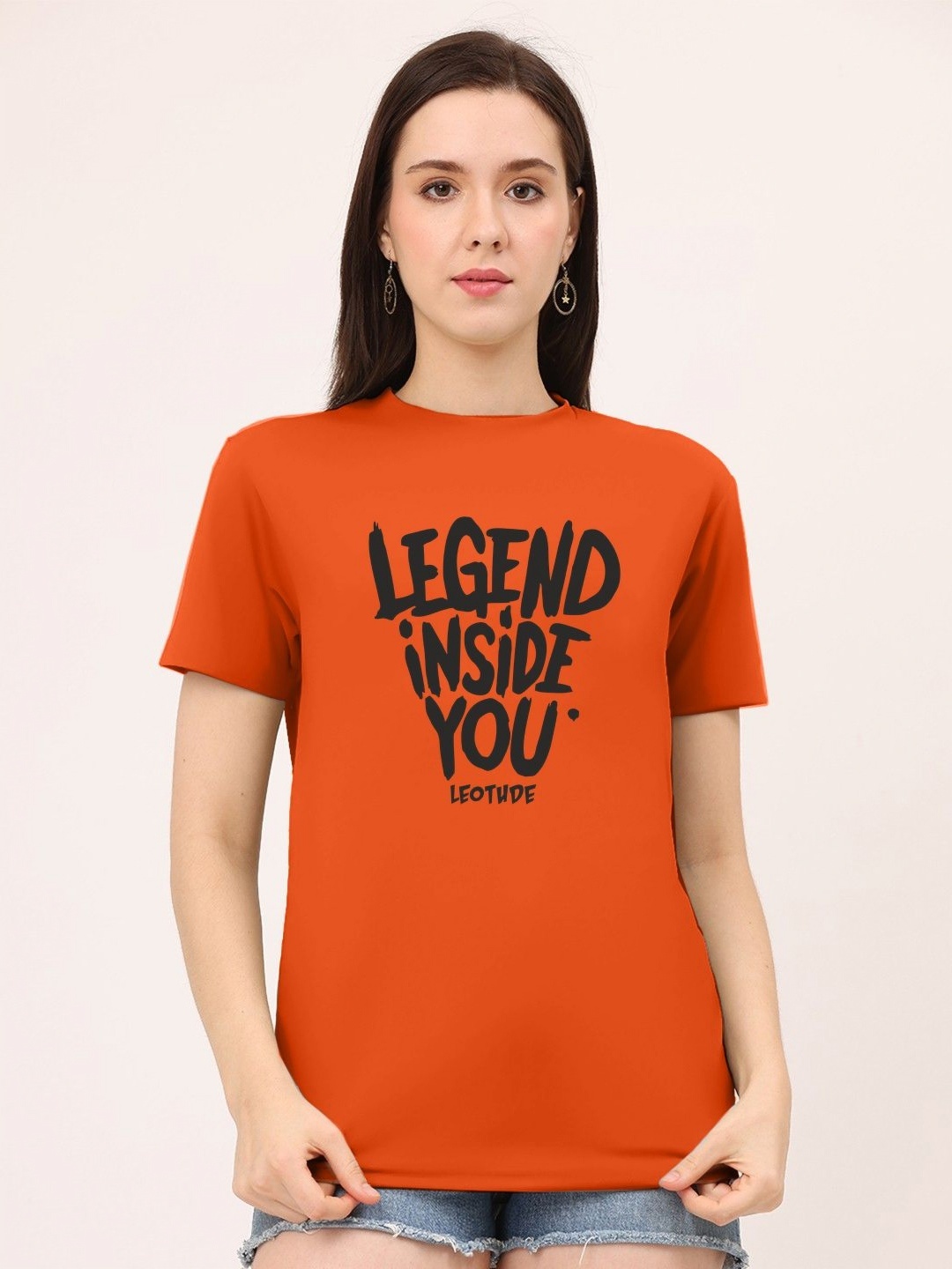 

Leotude Women Printed T-shirt, Orange