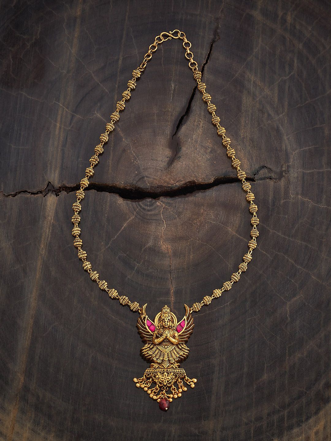 

Kushal's Fashion Jewellery Copper Ruby-Green Gold-Plated Antique Necklace