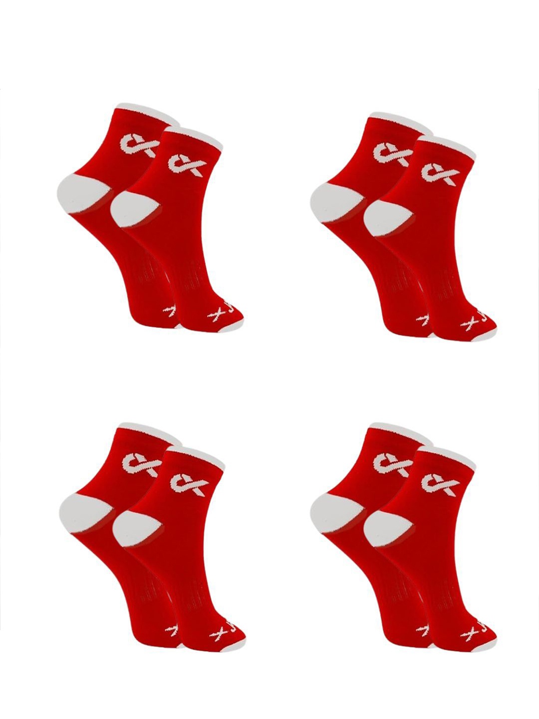 

Xjarvis Unisex Pack Of 4 Ankle-Length Socks, Red