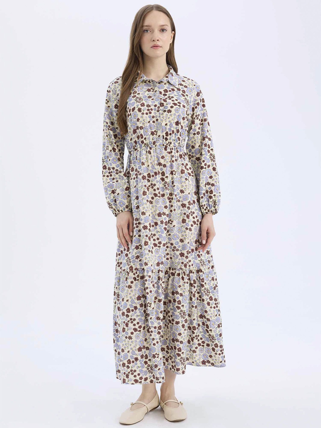 

DeFacto Women Floral Printed Maxi Dress, Off white