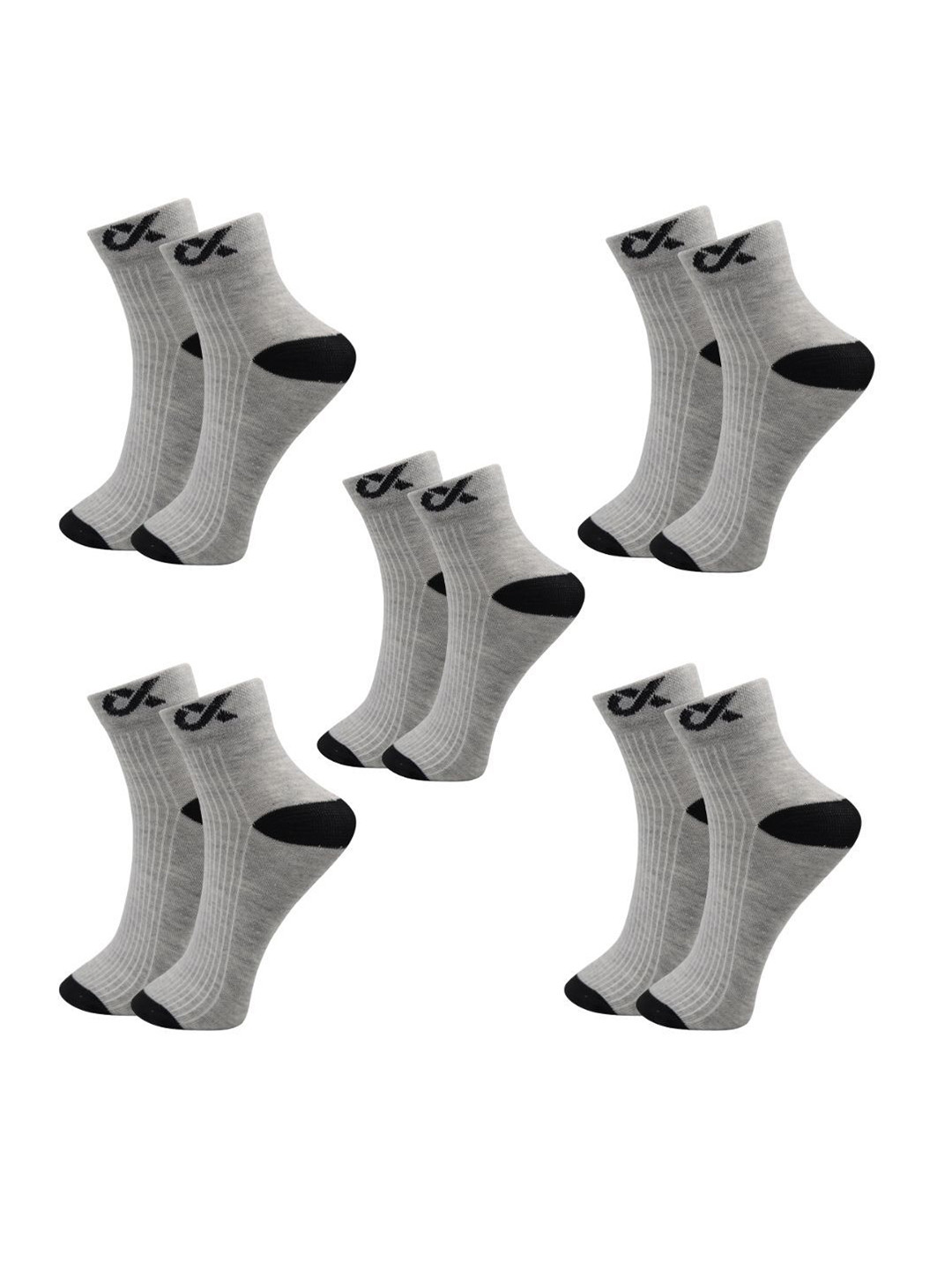 

Xjarvis Pack Of 5 Ankle-Length Socks, Grey