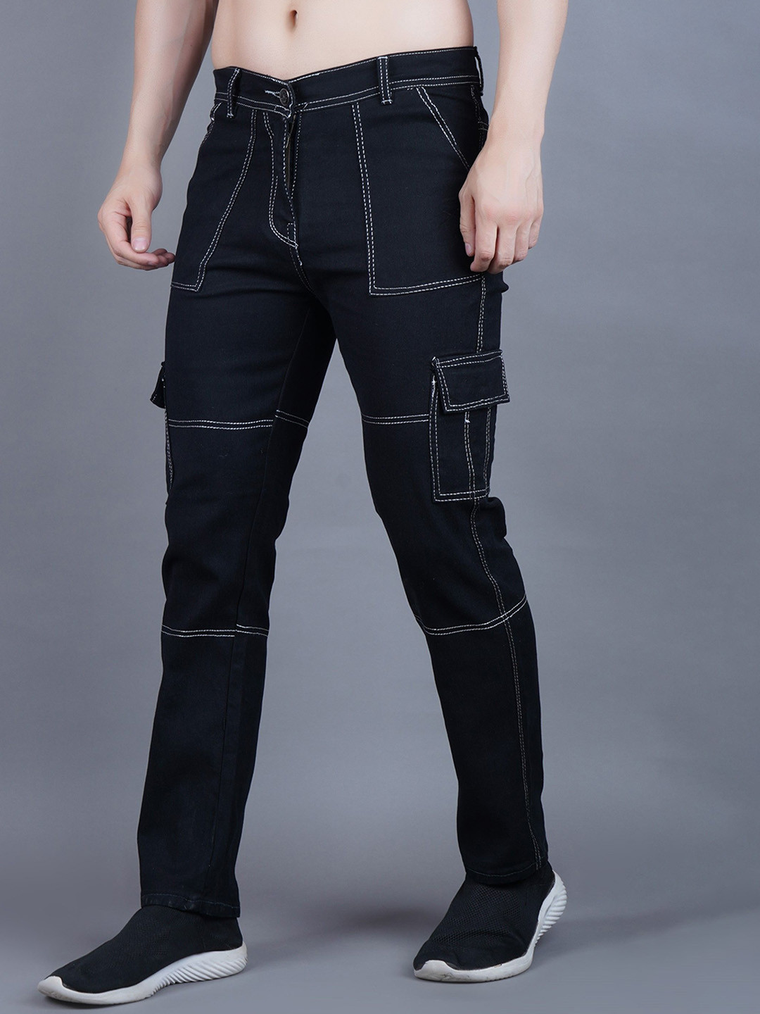 

COMFITS Men Classic Jogger Mildly Distressed Jeans, Black
