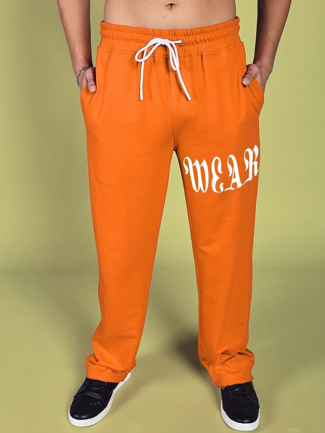 

WEARDUDS Men Printed Mid Rise Relaxed Fit Track pants, Orange