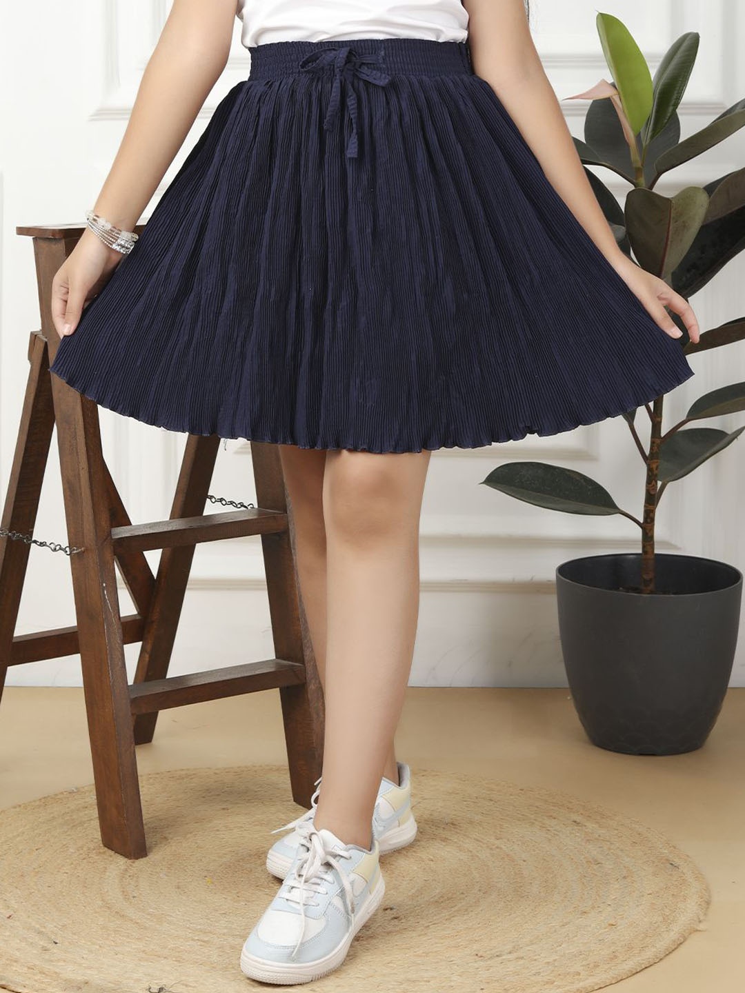 

BAESD Girls Flared Pleated Skirt, Navy blue
