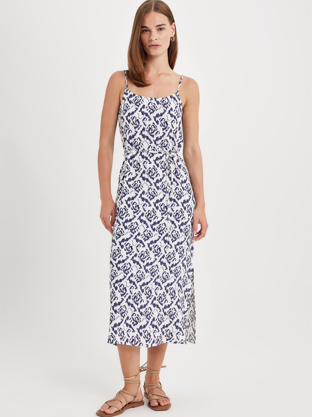 

DeFacto Print A-Line Midi Dress, White