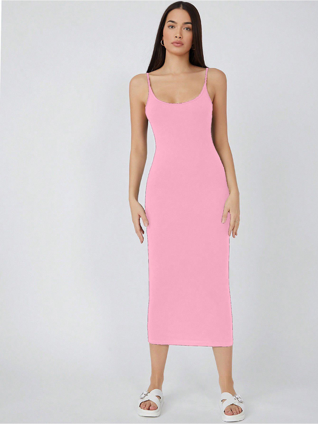 

AAHWAN Bodycon Midi Dress, Pink