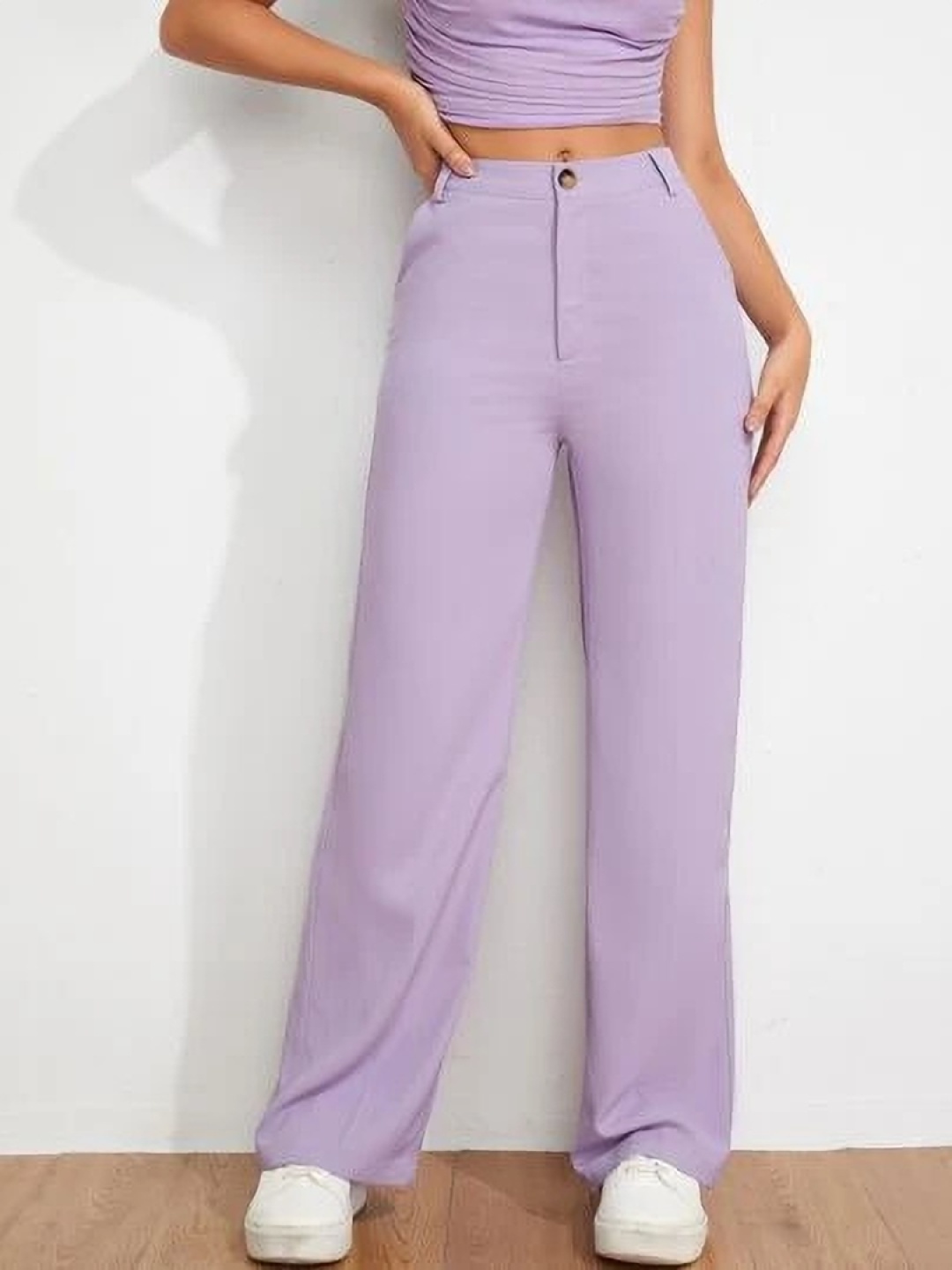

KASHIAN Women Relaxed High-Rise Regular Fit Flat-Front Wide Leg Trouser, Lavender