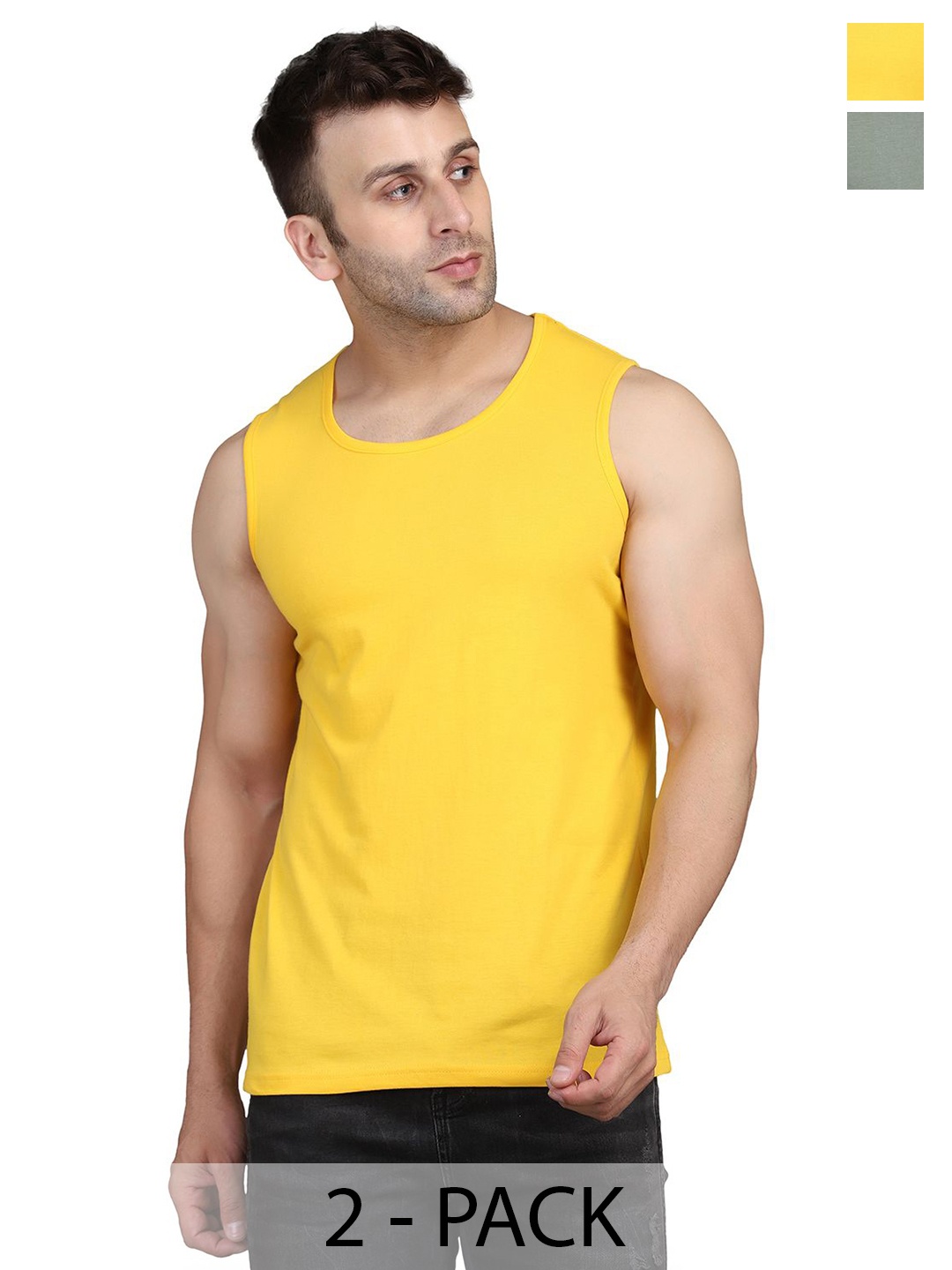 

WOOSTRO Men Pack Of 2 Ultra-Soft Innerwear Vests, Yellow