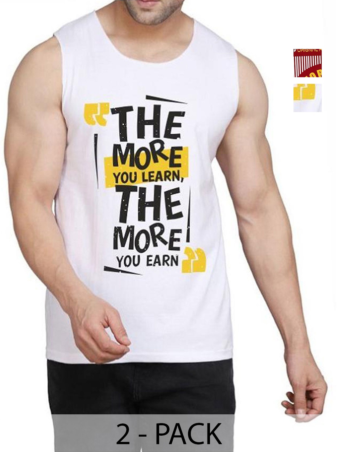 

WOOSTRO Men Pack Of 2 Typography Printed Round Neck Cotton Slim Fit T-shirts, Maroon