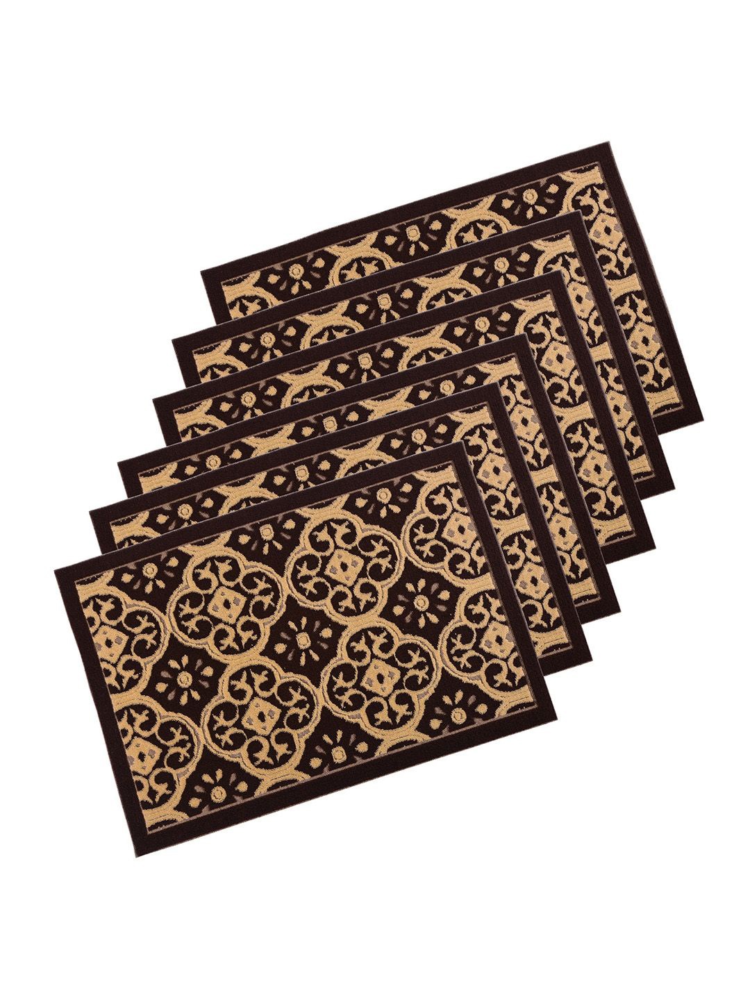 

Kuber Industries Maroon & Beige 6 Pieces Jacquard Design Rectangular Anti-Skid Doormats, Brown