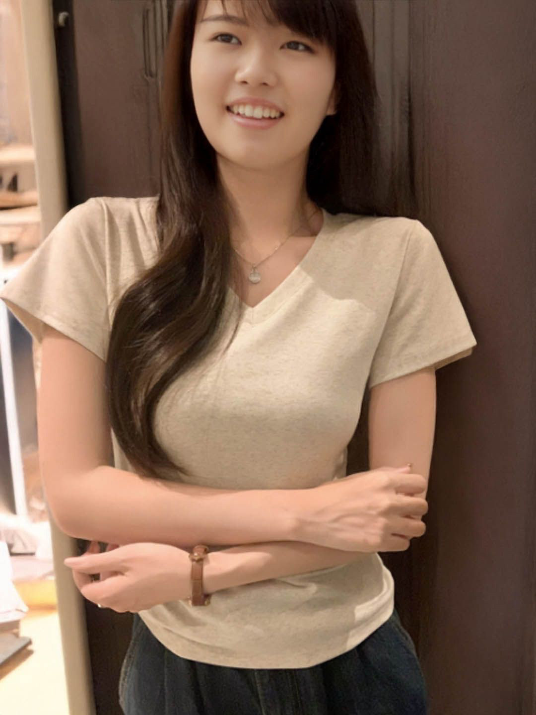 

StyleCast Women V-Neck Short Sleeves Top, Grey