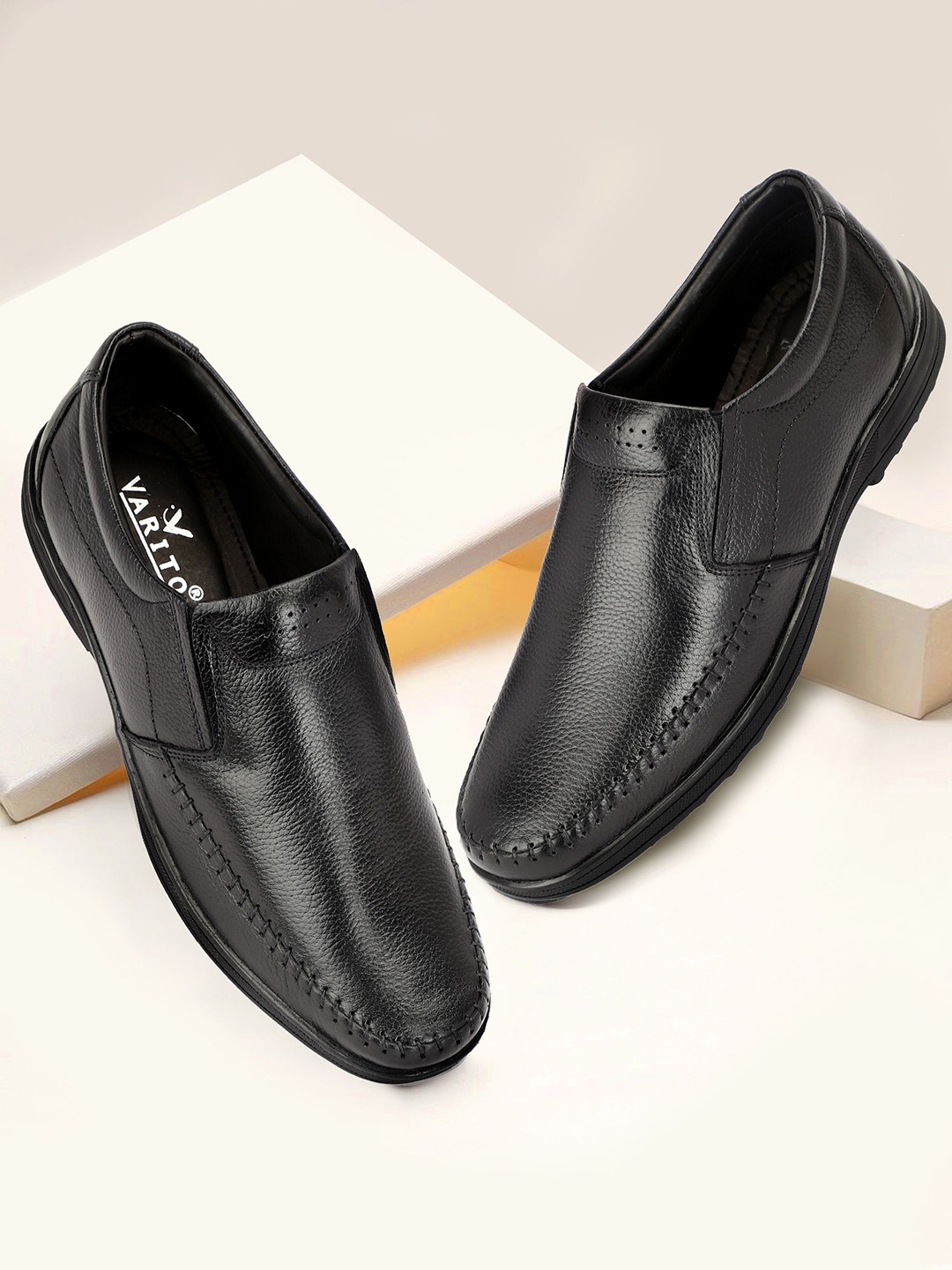 

Varito Men Leather Formal Slip-Ons, Black