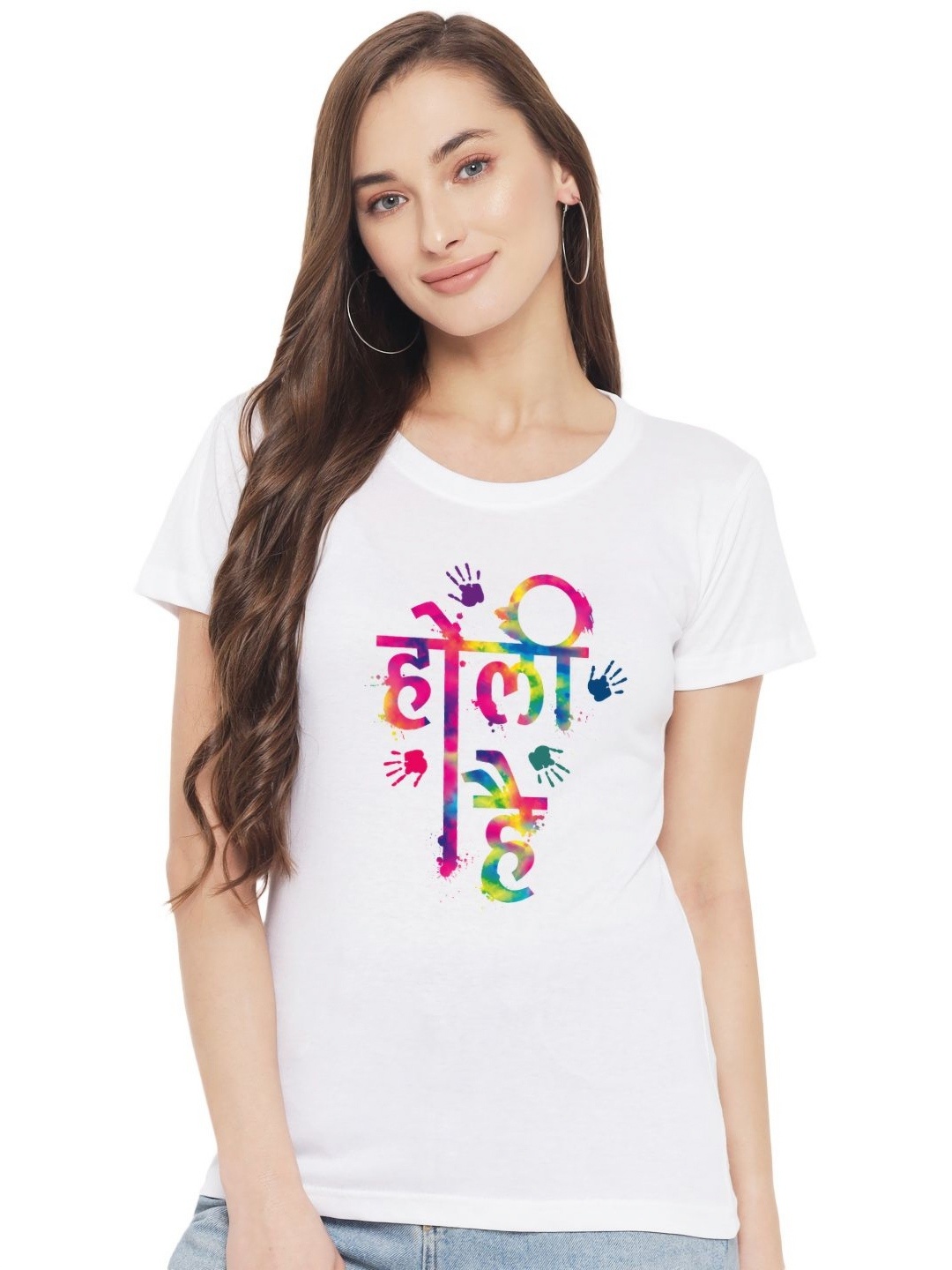 

FFLIRTYGO Women Graphic Printed Round Neck Cotton T-shirt, White