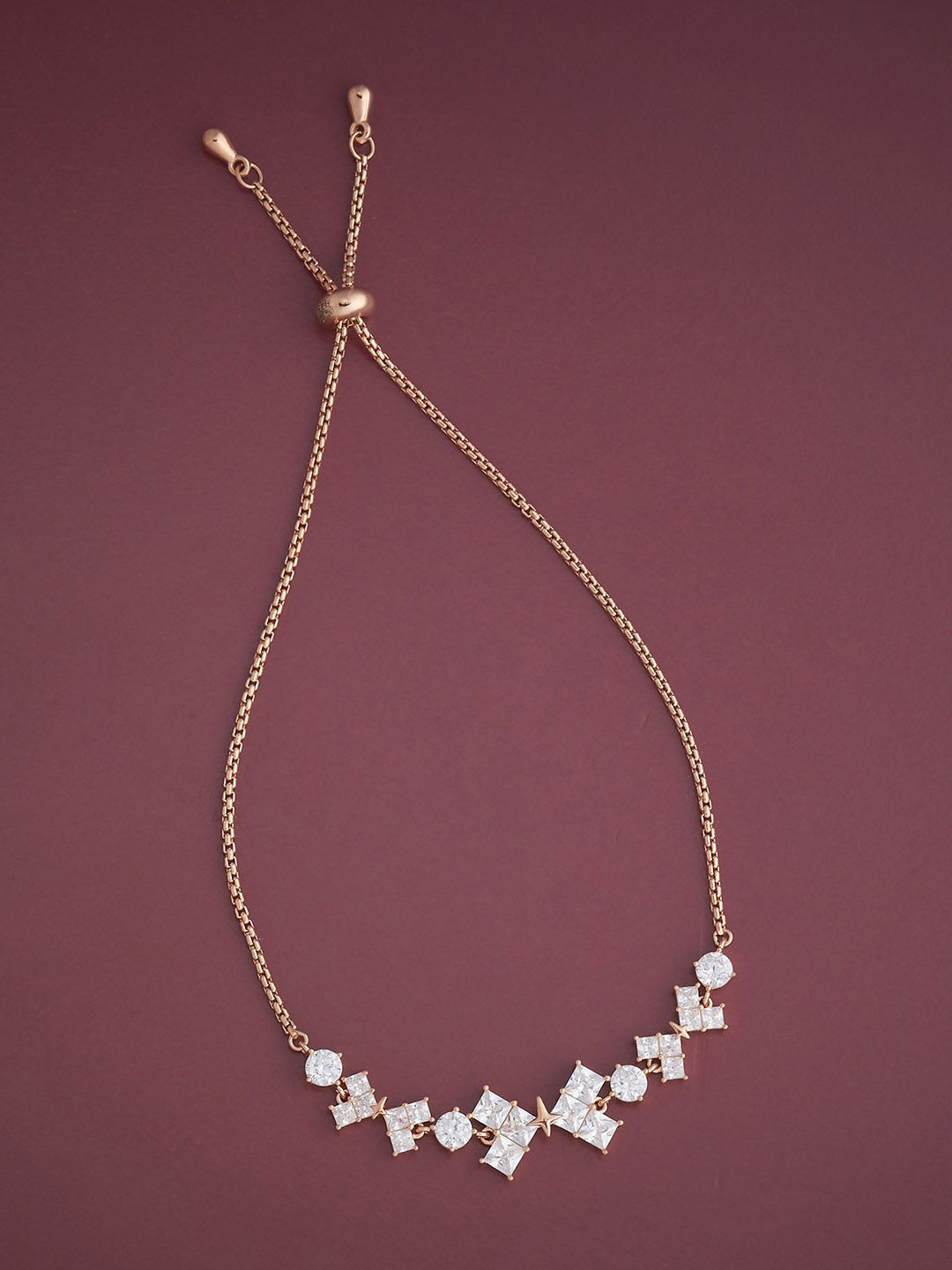 

Kushal's Fashion Jewellery 92.5 Sterling Silver Rose Gold-Plated Cubic Zirconia Bracelet