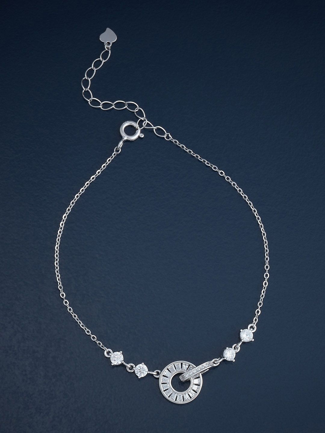 

Kushal's Fashion Jewellery 92.5 Sterling Silver Rhodium-Plated Cubic Zirconia Bracelet