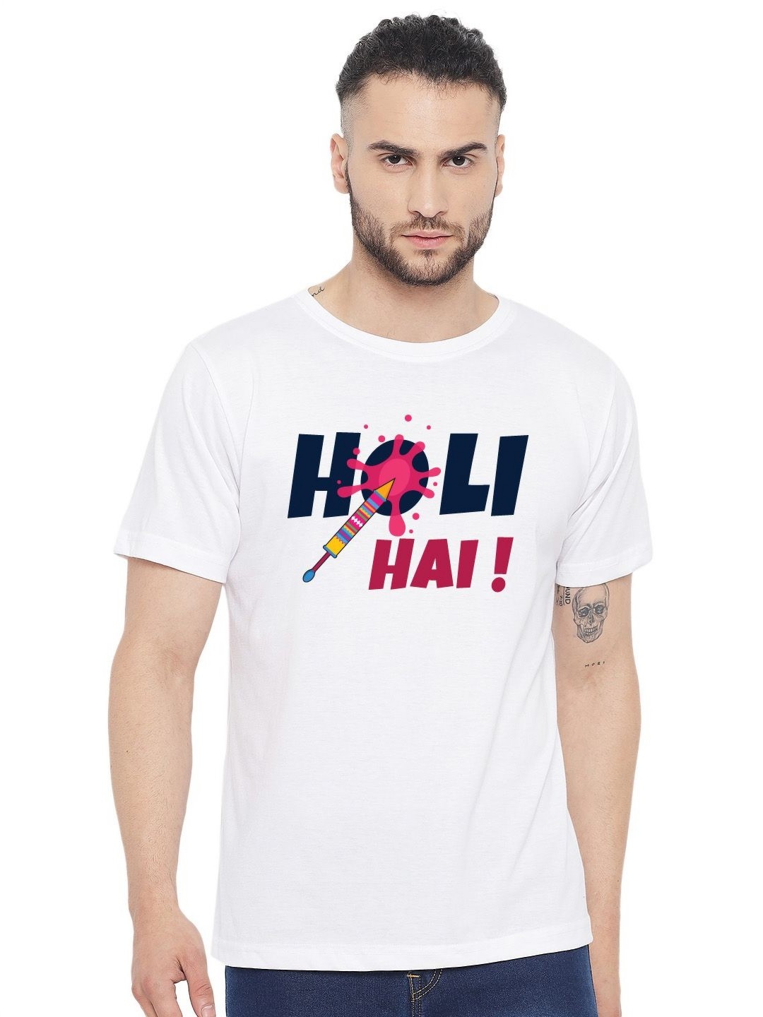 

FFLIRTYGO Men Graphic Printed Round Neck Cotton T-shirt, White