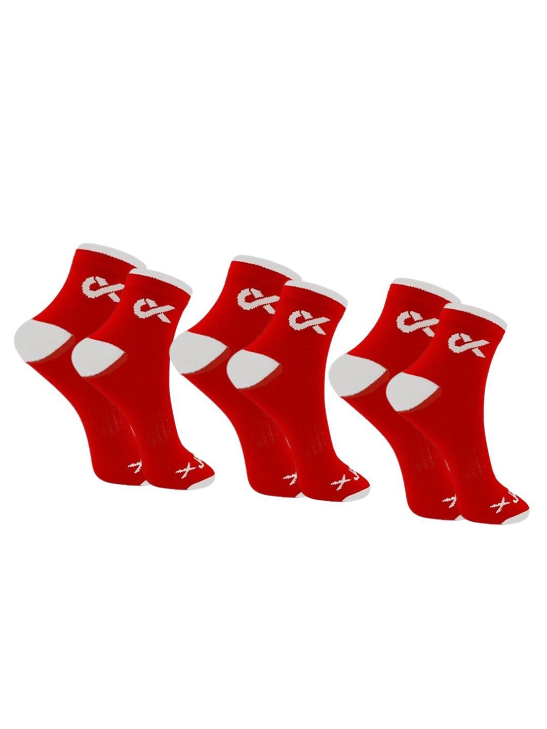 

Xjarvis Unisex Pack Of 3 Ankle-Length Socks, Red