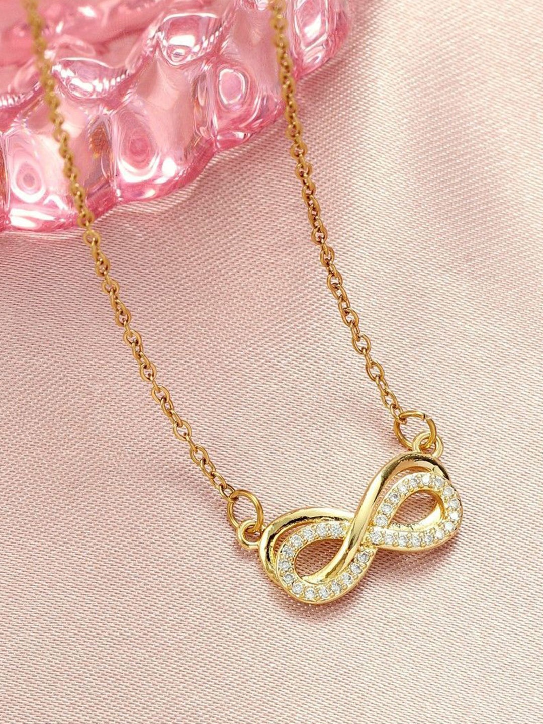 

SALTY Endless Infinity Copper Artificial Stone Studded Chain, Gold