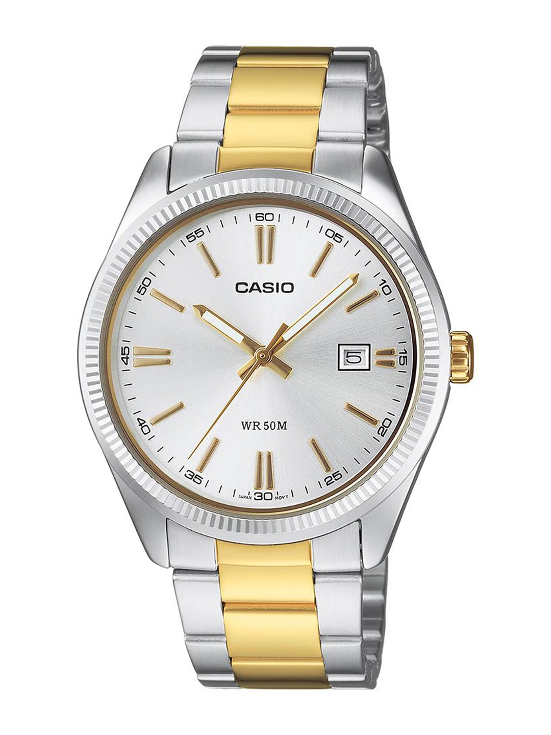 

CASIO Men Dial & Stainless Steel Bracelet Style Straps Analogue Watch A2370, Silver