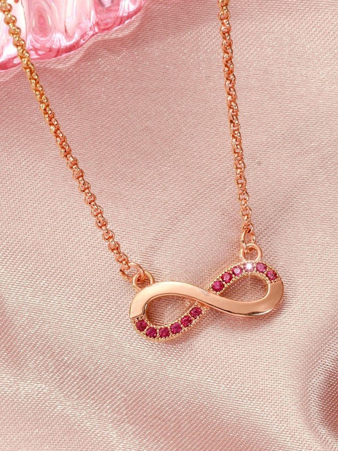 

SALTY Copper Rose Gold-Plated Artificial Stones Studded Chain