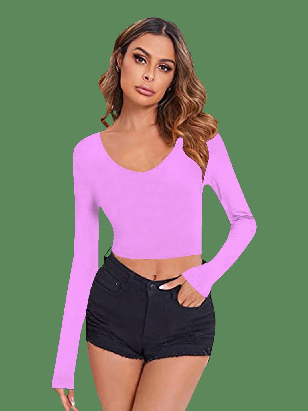 

Dream Beauty Fashion Women V-Neck Fitted Crop Top, Lavender