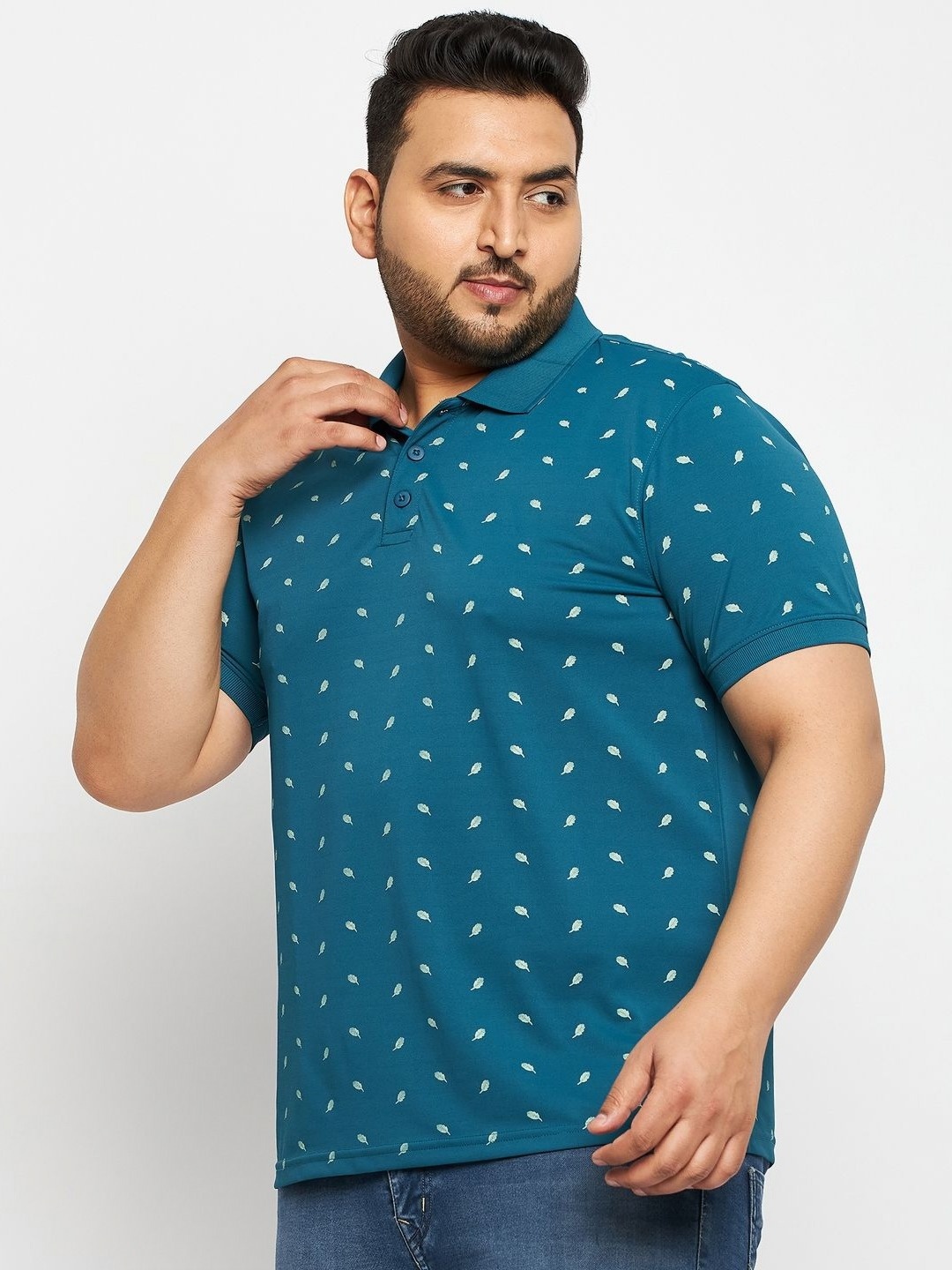 

AUXAMIS Men Plus Size Conversational Printed Polo Collar Cotton T-shirt, Blue