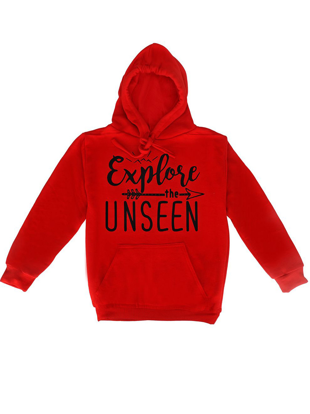 

Fabvio Plus Unisex Kids Typography Printed Hooded Sweatshirt, Red