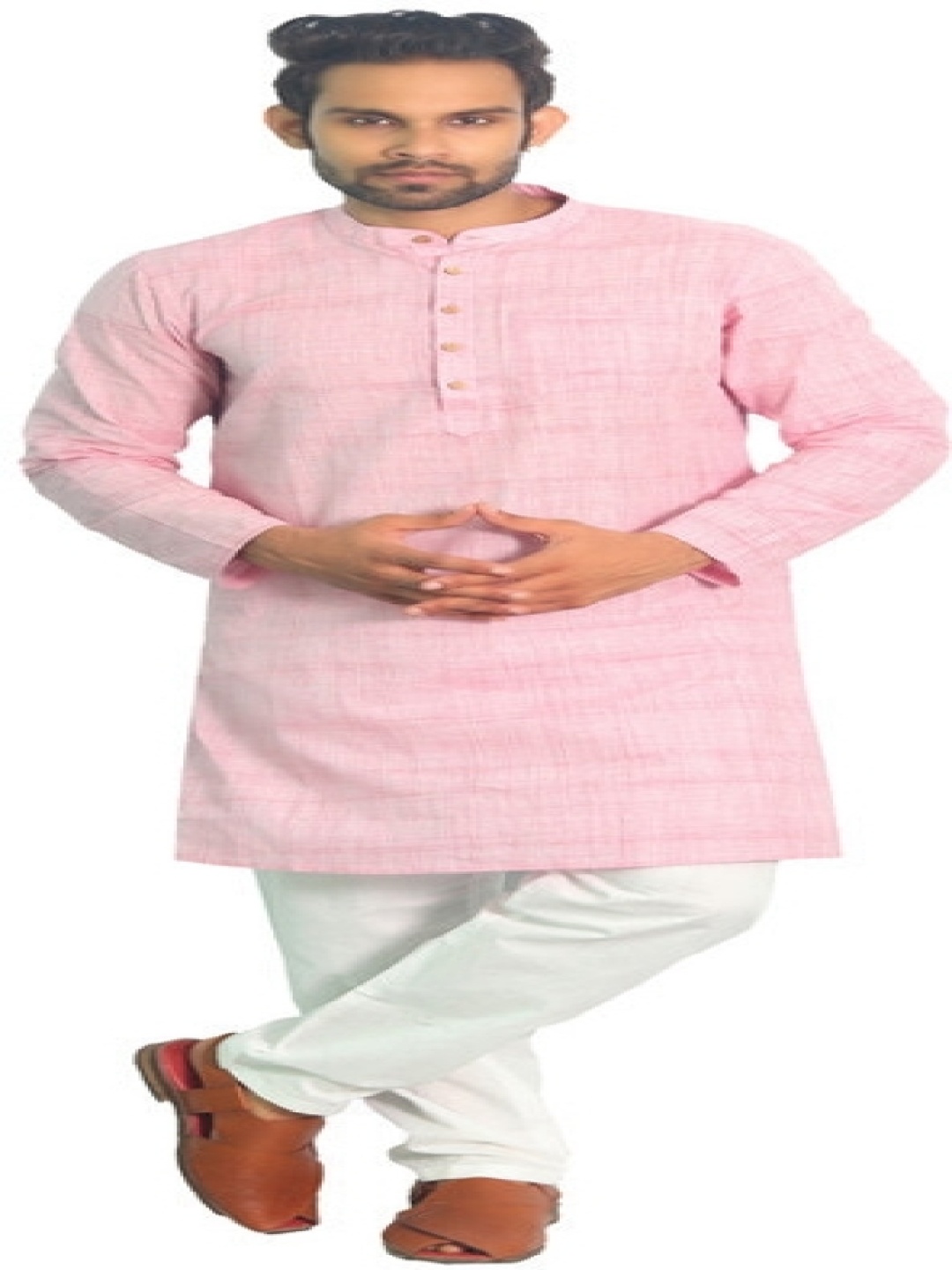 

House of Aqss Mandarin Collar Pure Cotton Straight Kurta And Pyjamas, Pink