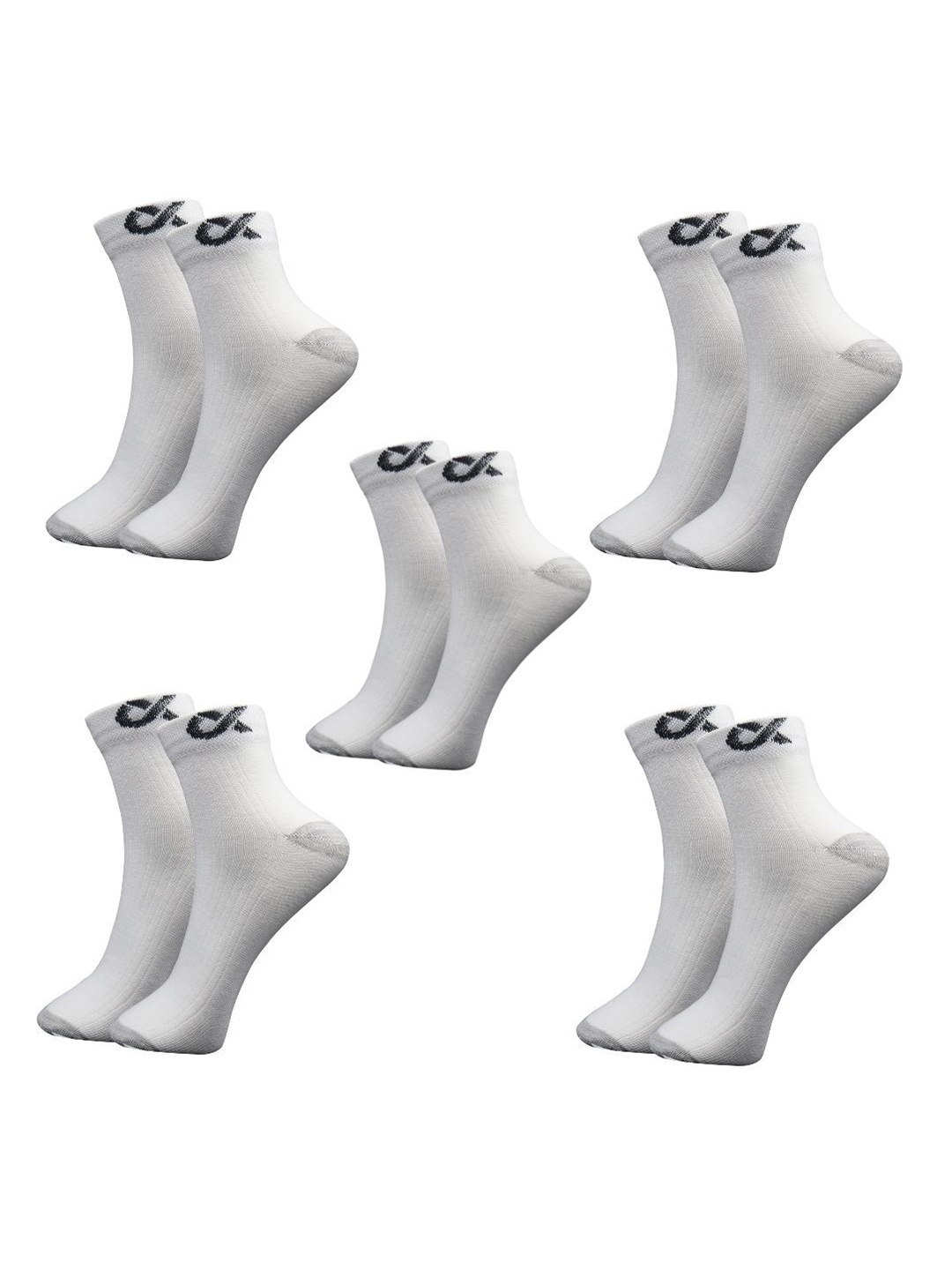 

Xjarvis Unisex Pack Of 5 Ankle-Length Socks, White