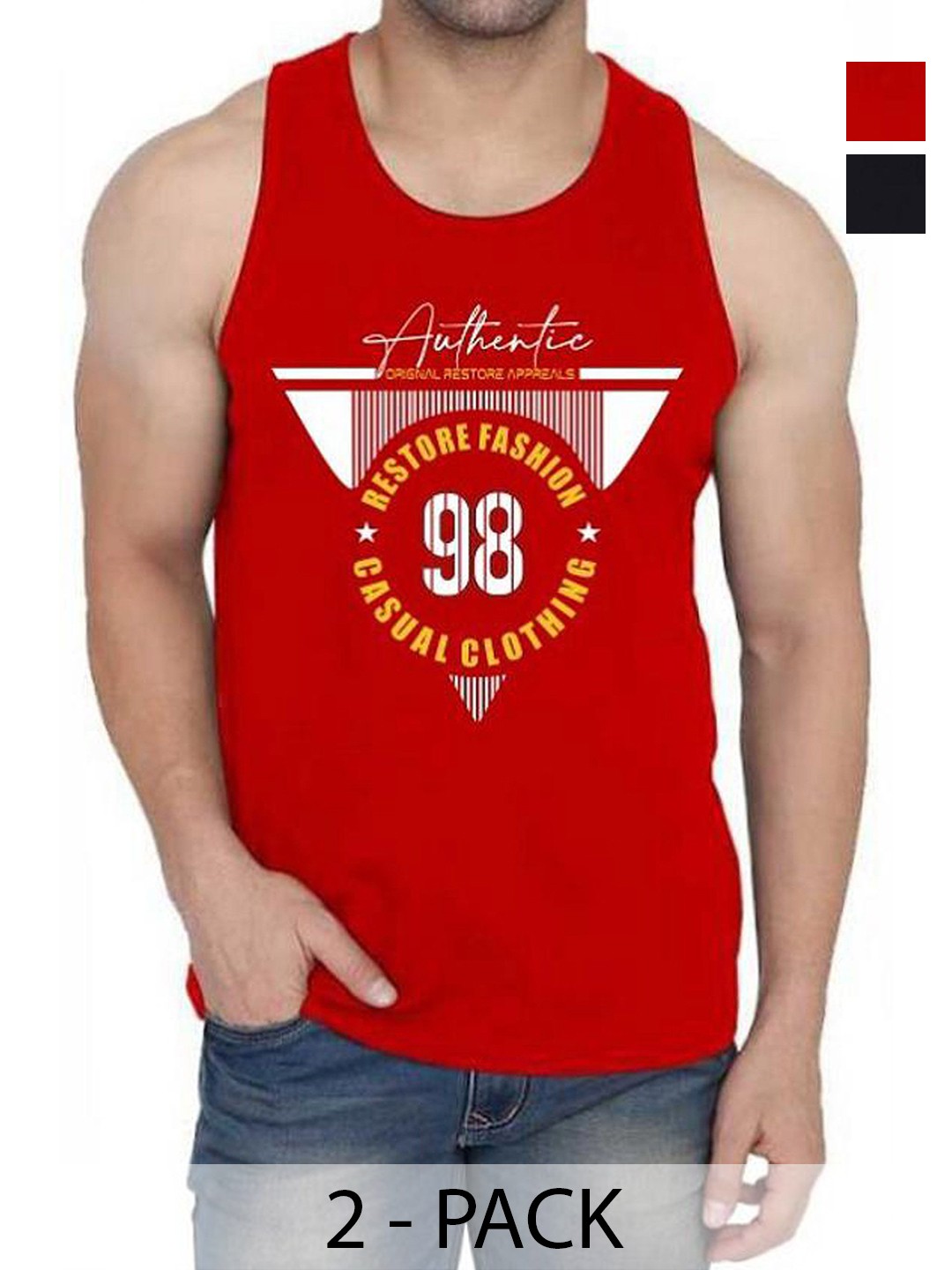 

WOOSTRO Men Typography Printed Round Neck Cotton Slim Fit T-shirt, Red